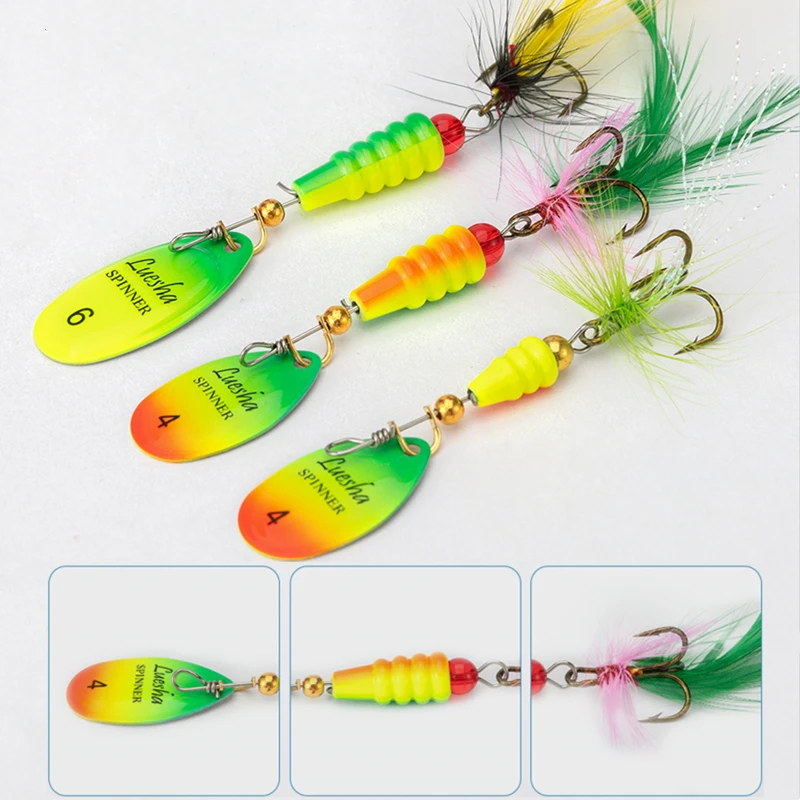 5 шт.-набор рыболовная приманка-спиннер вращающаяся приманка с блестками