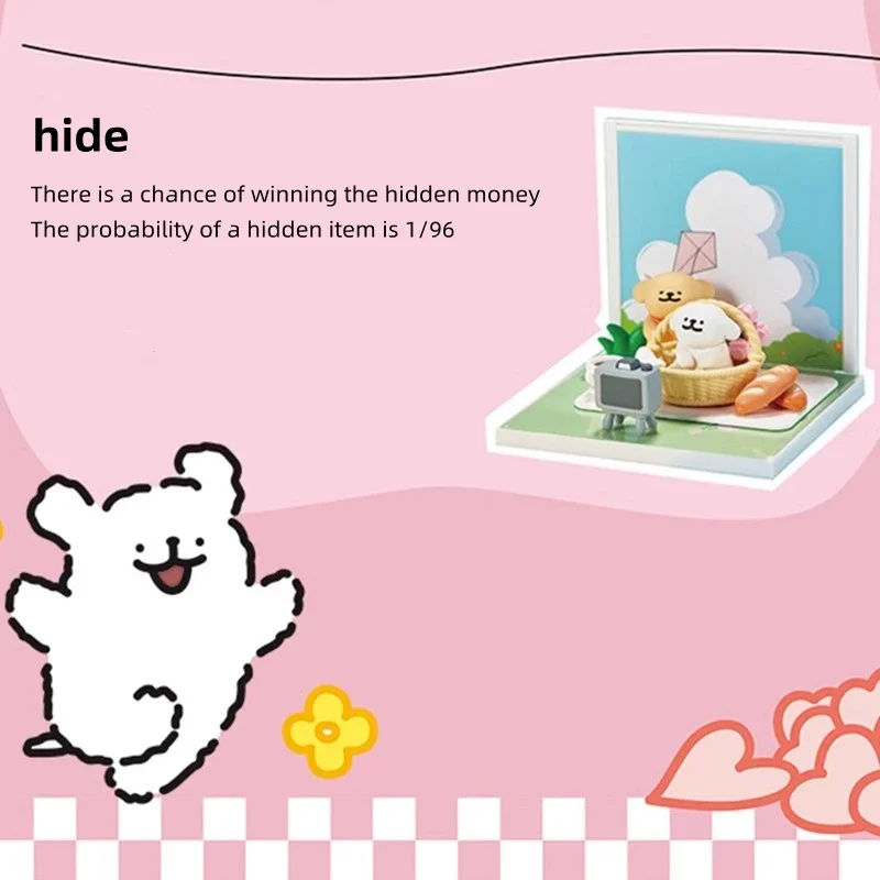 Фото MINISO Maltese серия повседневной жизни шторка кавайный щенок дисплей настольная декорация Модель Детская игрушка подарок на день рождения №4