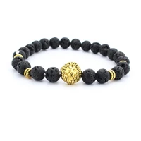 new design lion head lava stone beads bracelet healing balance prayer natural stone yoga bracelet for men women