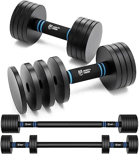 

Upgraded Adjustable Steel Dumbbells, 40Lbs Free Weight Set with Connector, 2 in 1 Dumbbell Barbell Set, Home Gym Workout for Men