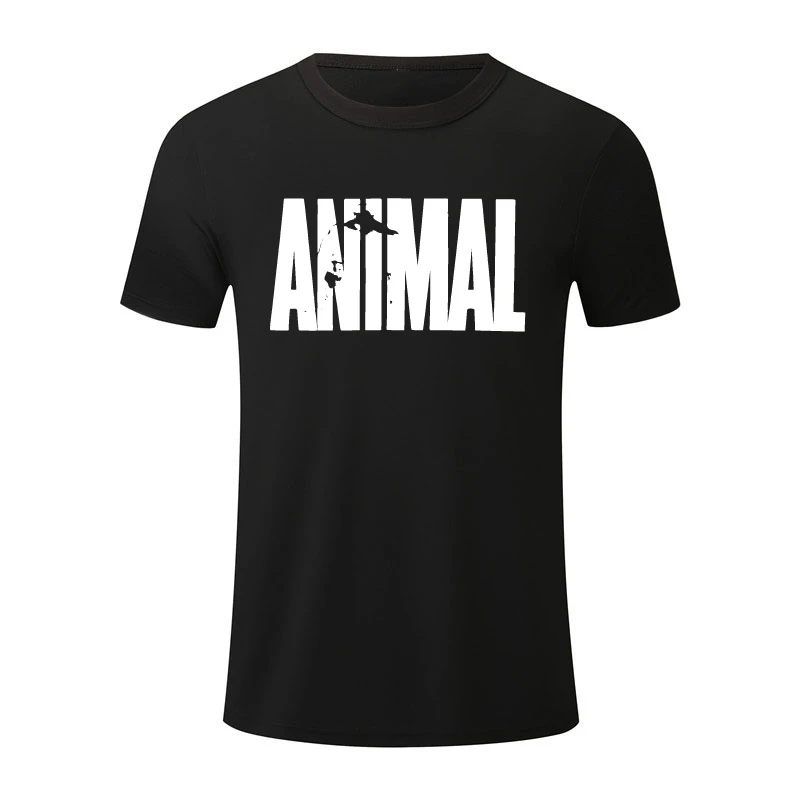

Solid Color Quick-Drying T Shirt Man Round Neck Short-Sleeved Sports Outdoor Tops ANIMAL Logo Fitness Running Breathable