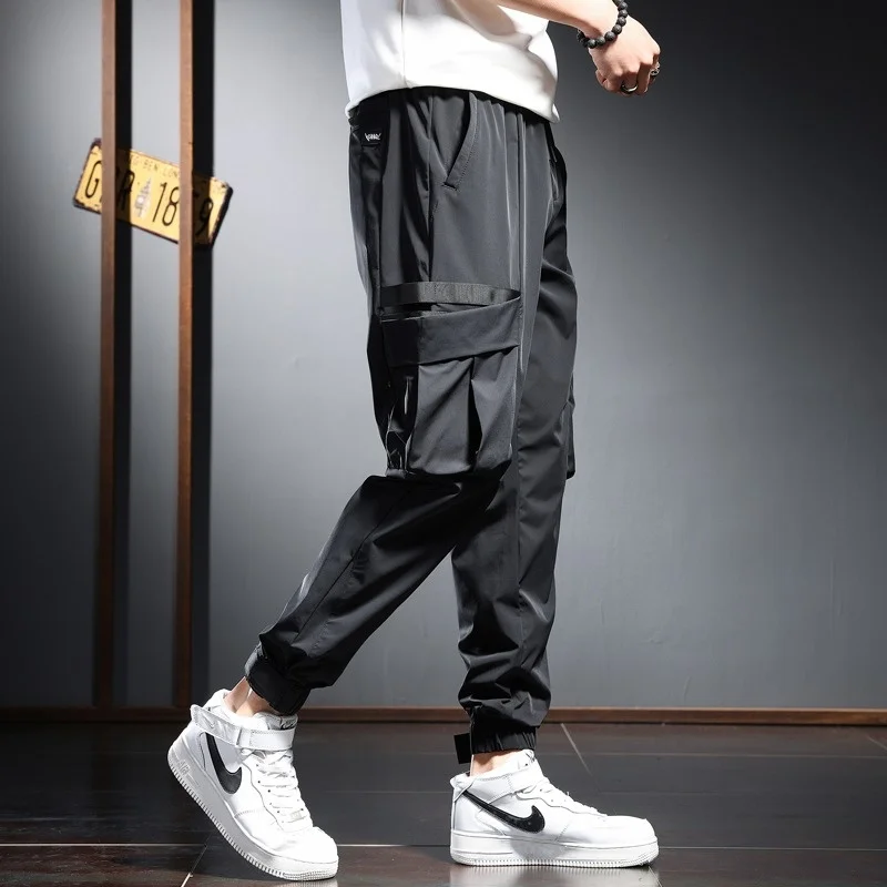 Pants Cargo Men 2023 Summer Streetwear Joggers Sport Trousers Black Elastic Waist Tactical Baggy Pencil Pants