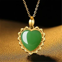 natural green chalcedony hand carved love buckle pendant fashion boutique jewelry men and women agate necklace popular gifts