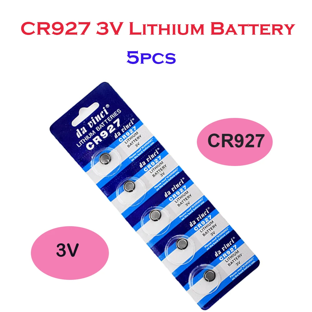 

5Pcs=1Card 30mAh CR927 3V Button Coin Cells Battery BR927 927 DL927 CR927-1W ECR927 LM927 5011LC KCR927 Batteries For Watch