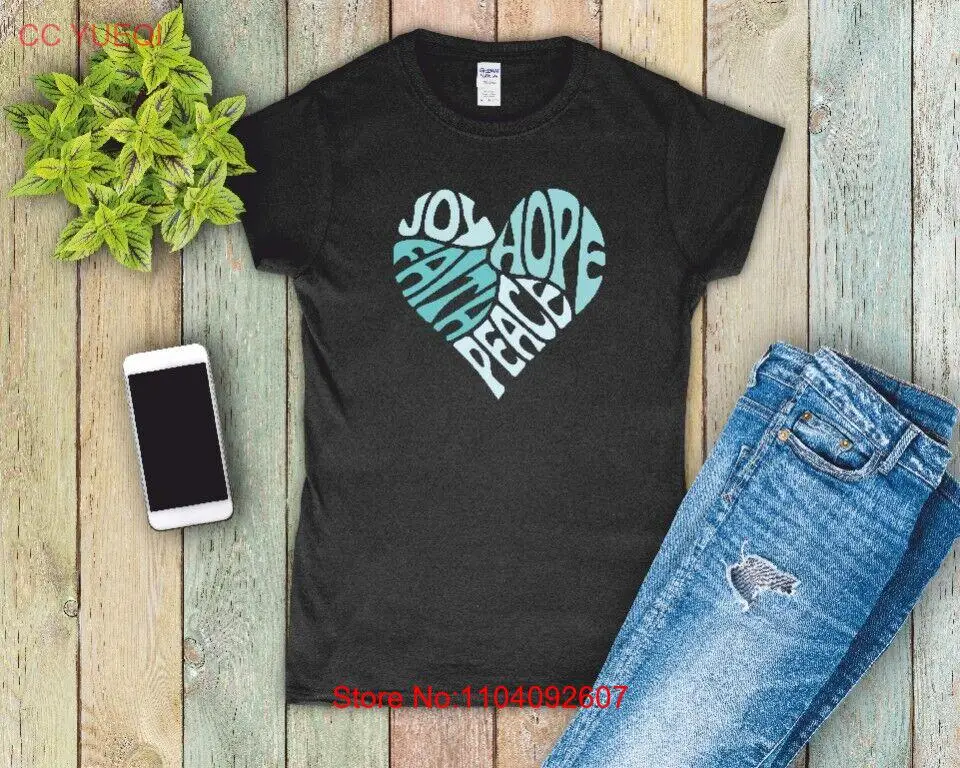 Женская футболка Joy Hope Faith Peace NoEnName_Null короткого рукава из хлопка