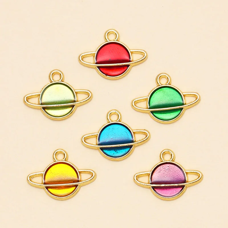 

12Pcs Enamel Colorful Small Planet Charms Pendant for Jewelry Making Cute Earring Necklace Accessories Diy Craft Supplies