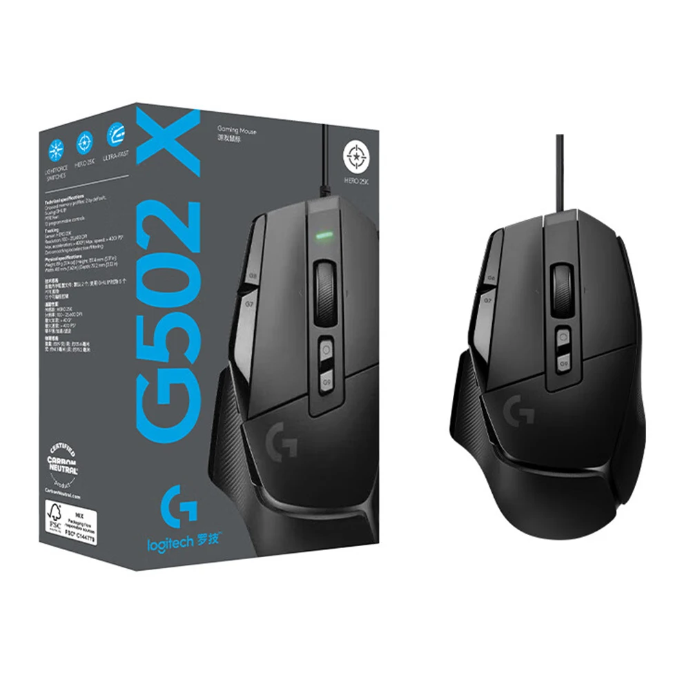 

Logitech G502 X Wired Optical Mouse Lightsync RGB Optical Gaming Mice 25600dpi Adjustable 13 Buttons for Computer Laptop