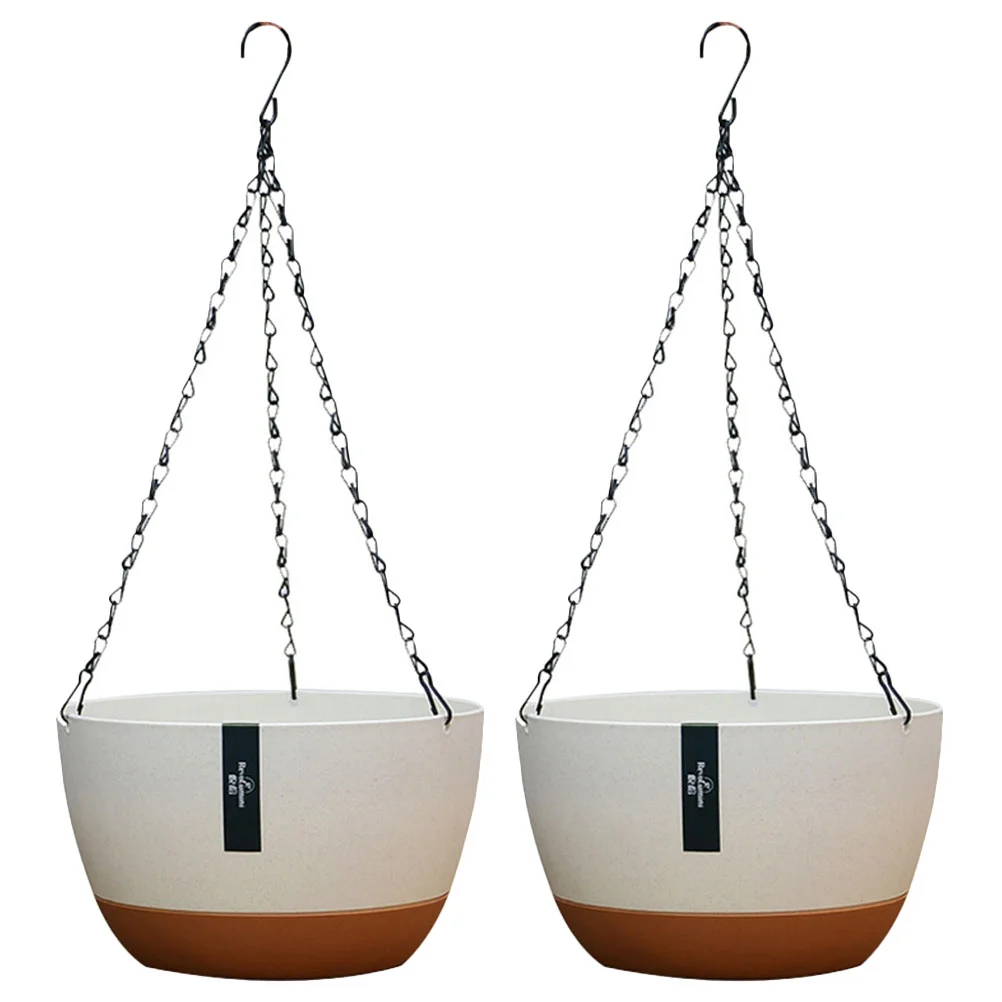

2 Sets Hanging Planter Wall Orchid Basket Big Plants Pot Plastic Garden Flowerpot Chain