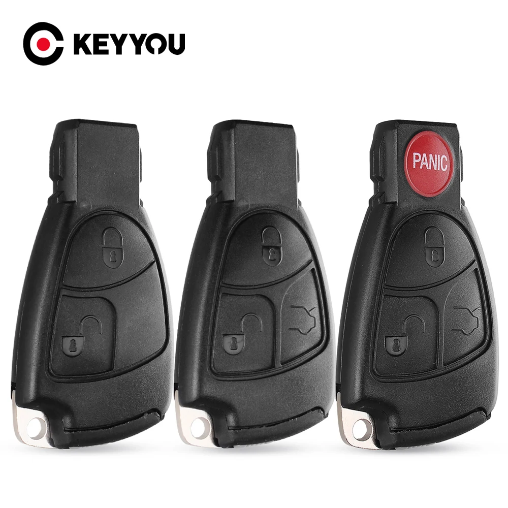 KEYYOU Smart Car Key Case Shell For Mercedes Benz MB C E ML S SL SLK CLK AMG 2/3/4 Buttons + Battery Clamp Blade