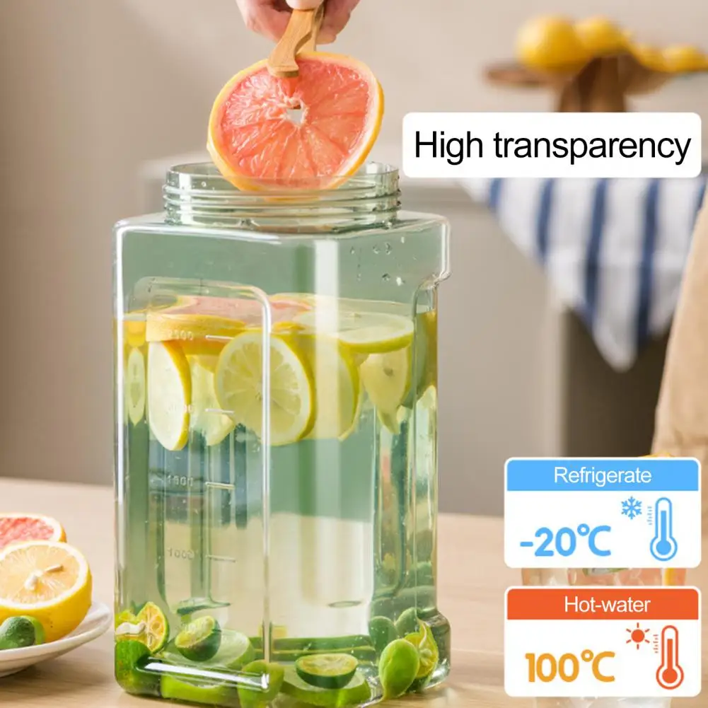 

3.5L Cold Kettle With Faucet Funny Sticker Large Capacity Water Jug Fruit Lemonade Bucket Milk Drinks Fridge Beverage Dispenser