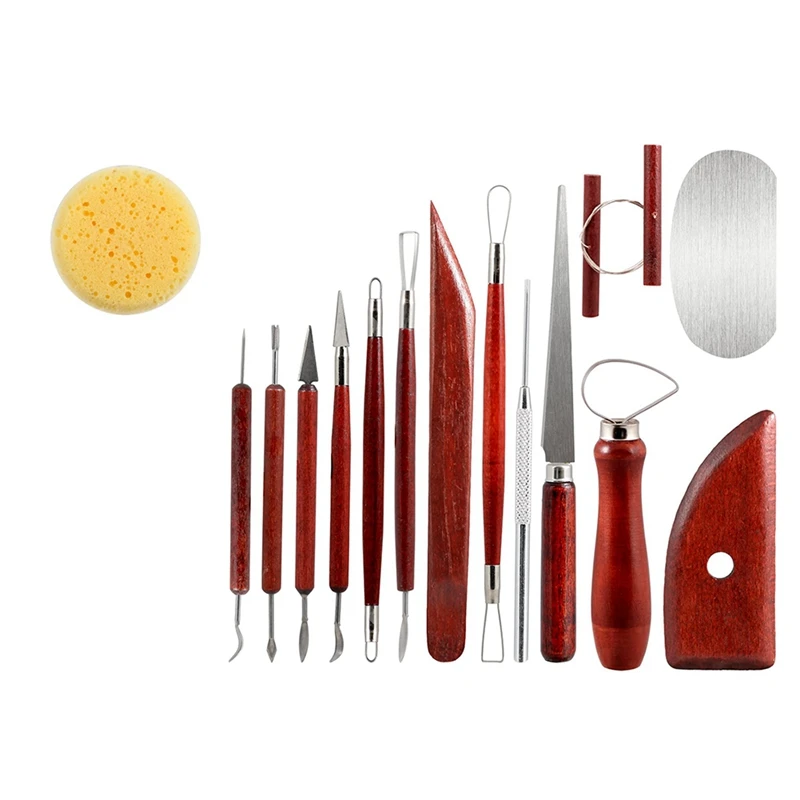 

GTBL 15Pcs Air Dry Polymer Clay Carving Tools Set For Kids Adults - Stainless Steel Wooden Ceramic Clay Sculpting Kit