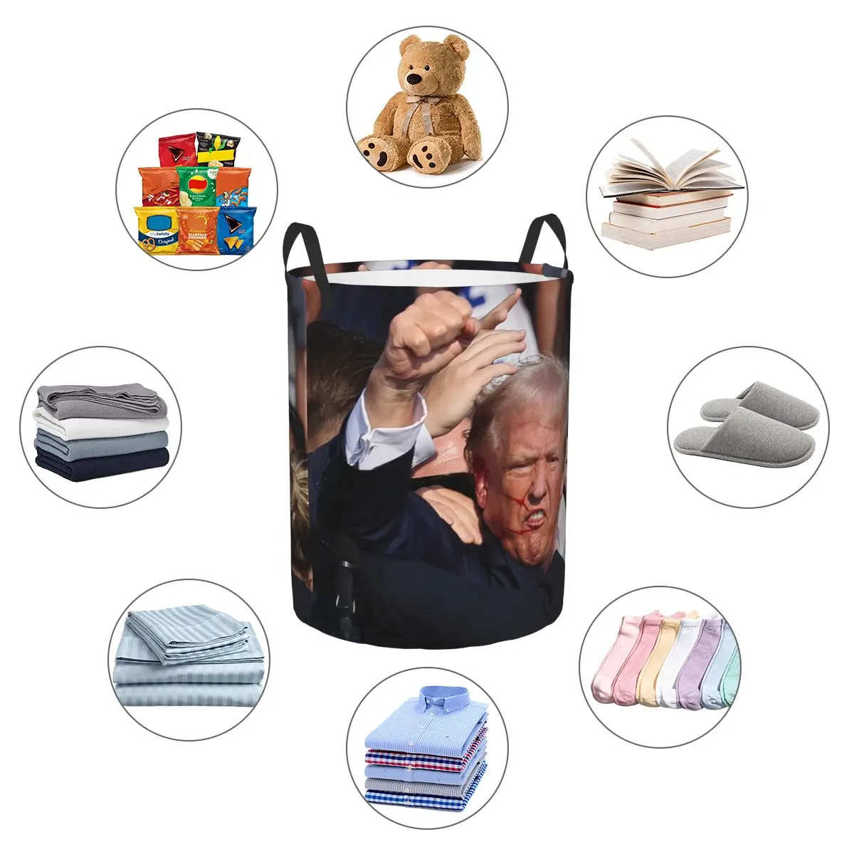 Пользовательская Дональд Трамп пуля проколола его уши корзина для белья