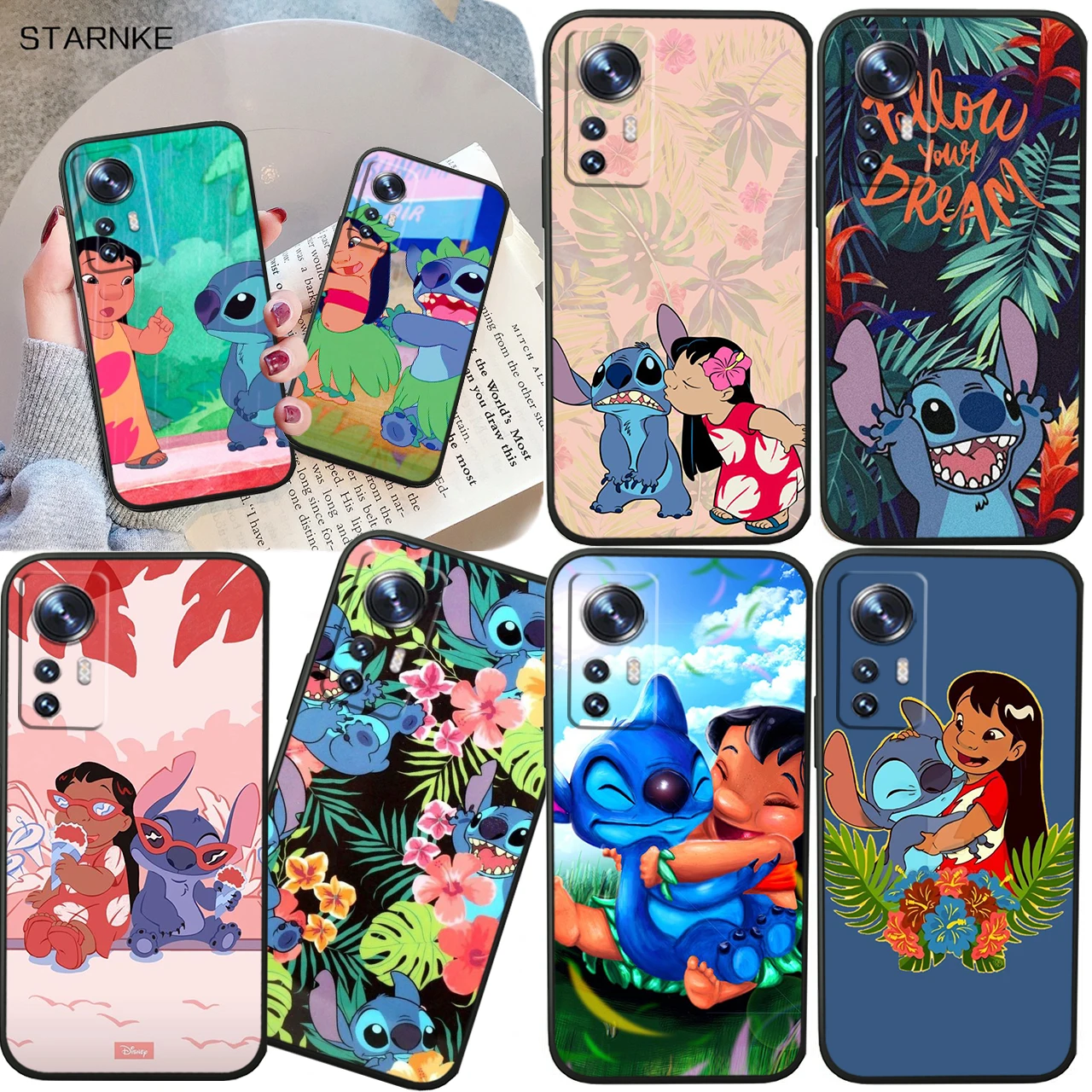 

Disney Stitch Lilo For Xiaomi Mi 13 12T 11X 10T Note 10 Ultra Pro Lite 5G Soft Silicone Black Phone Case