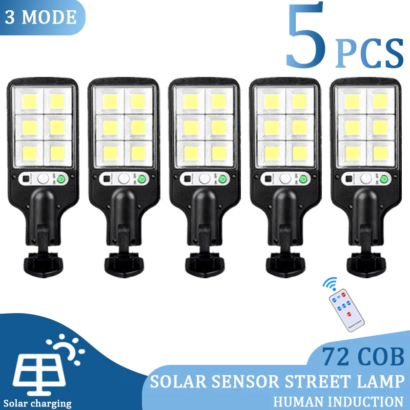 

1~5Pcs Solar Street Lights Outdoor Solar Lamp 3 Light Mode Waterproof Motion Sensor Security Lighting for Garden Patio Path Yard