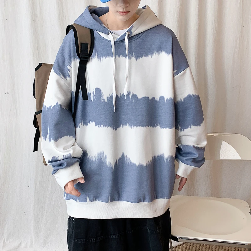 

Толстовка мужская оверсайз в полоску, Модный свитшот, одежда для мужчин, 22SS, осень