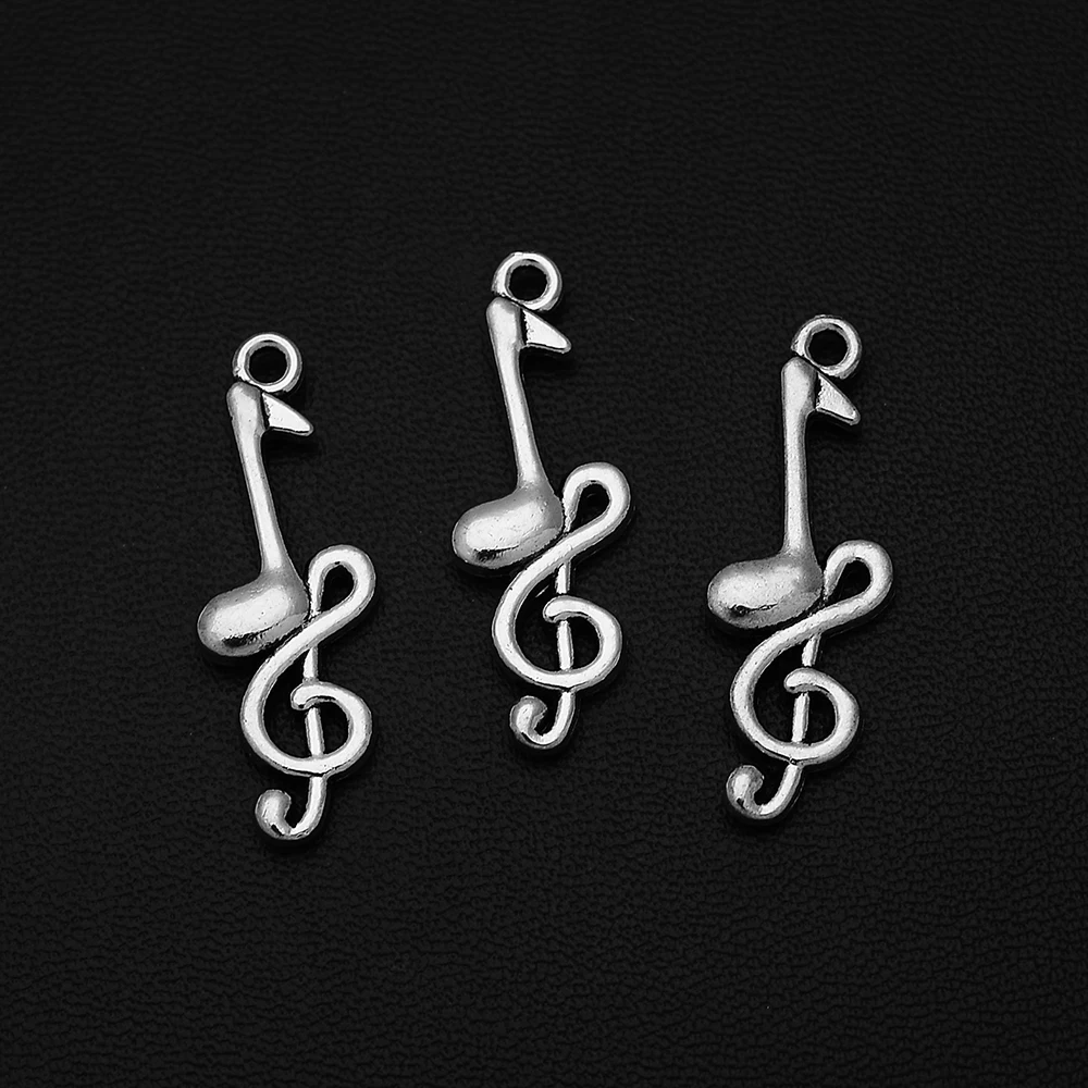 

10pcs/Lots 11x31mm Antique Silver Plated Treble Clef Charm Musical Notes Pendant For Diy Bracelet Designer Wholesale Accessories