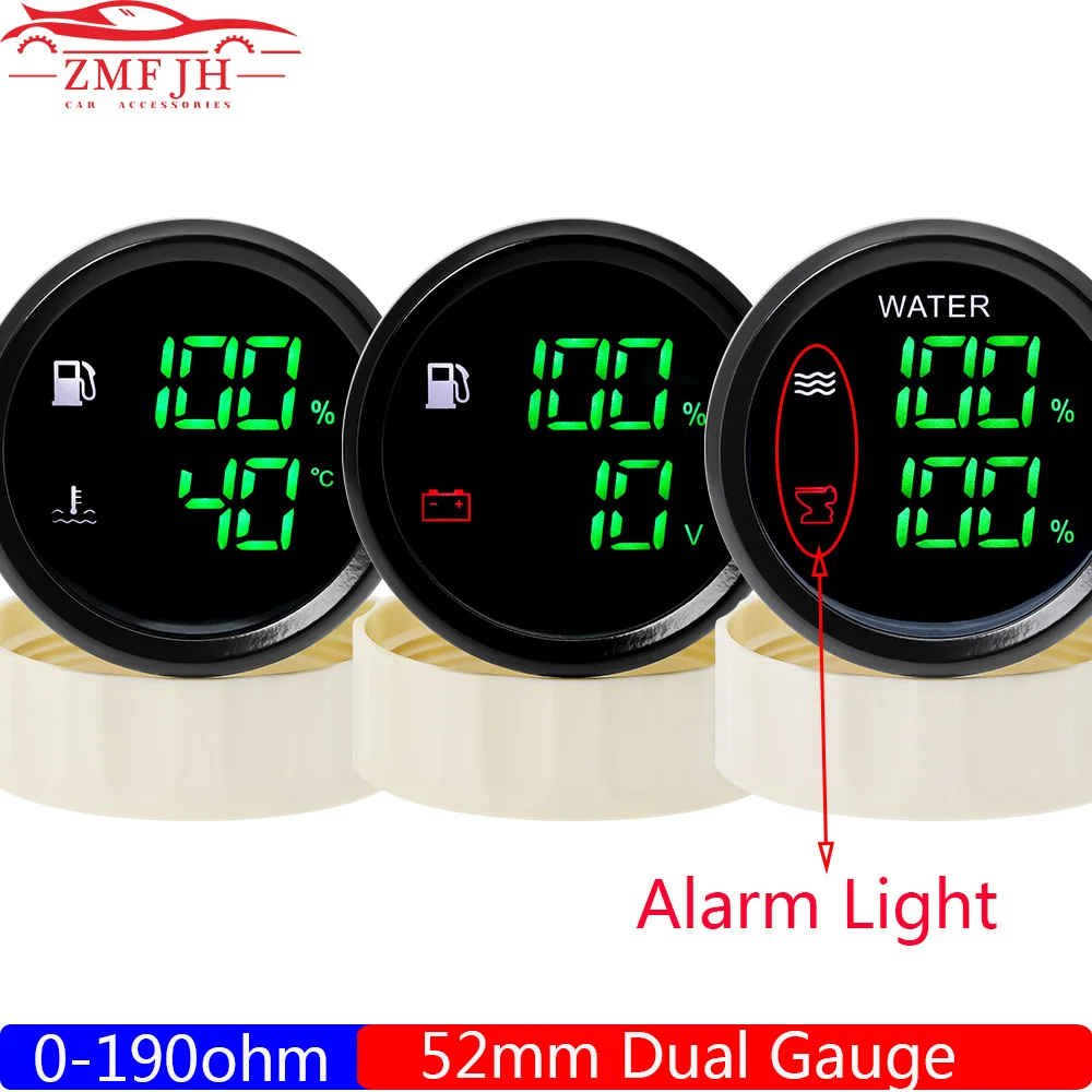 

Digital 52MM Gauge with Alarm Light for Marine Auto Car Fuel Water Level Meter/Water Temperature/VOLTS/Holding Tank Gauge Sewage