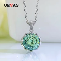 oevas 100 925 sterling silver 6 carat high carbon diamond lotus rings pendant necklace for women luxury fine jewelry set gifts