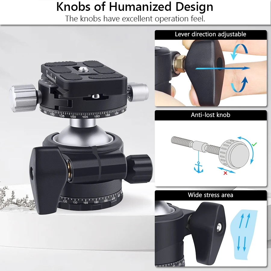Головка штатива 720 ° двойная панорамная профессиональная шаровая для