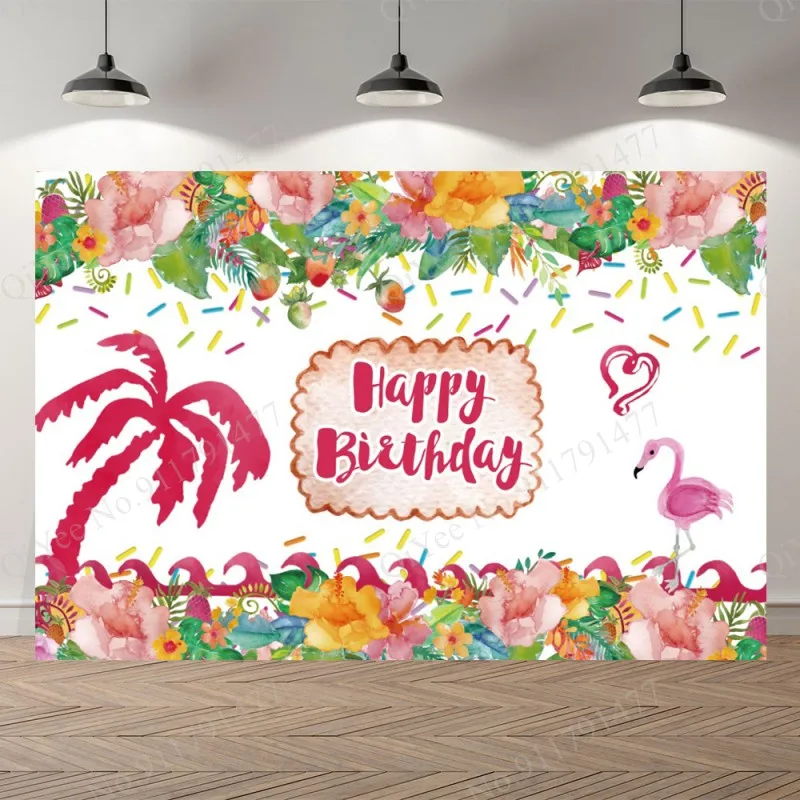 

Ярко-розовый цветочный фон для детской фотосъемки с рисунком Фламинго тропический летний фон для семейной вечеринки баннер виниловый пост...