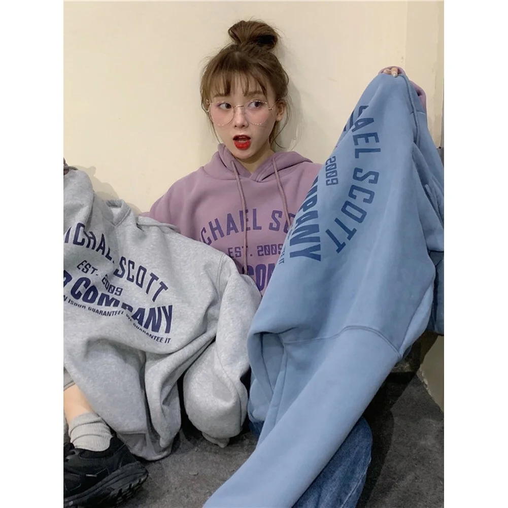 

HYSHOPREADY STOCK Hoodie Korean students with set loose tide velvet hat coat -Autumn Fashion Trend Weather Printed Pattern