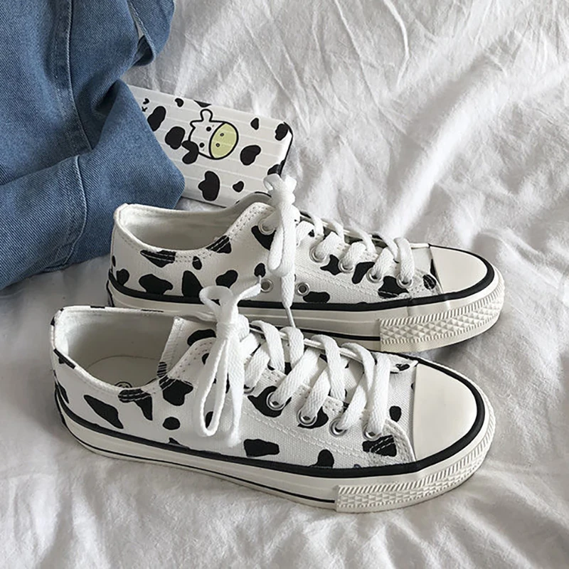 

Женские эспадрильи Kawaii с коровьим принтом, весна 2022, повседневная женская обувь, повседневные холщовые кроссовки для студентов, модная женс...