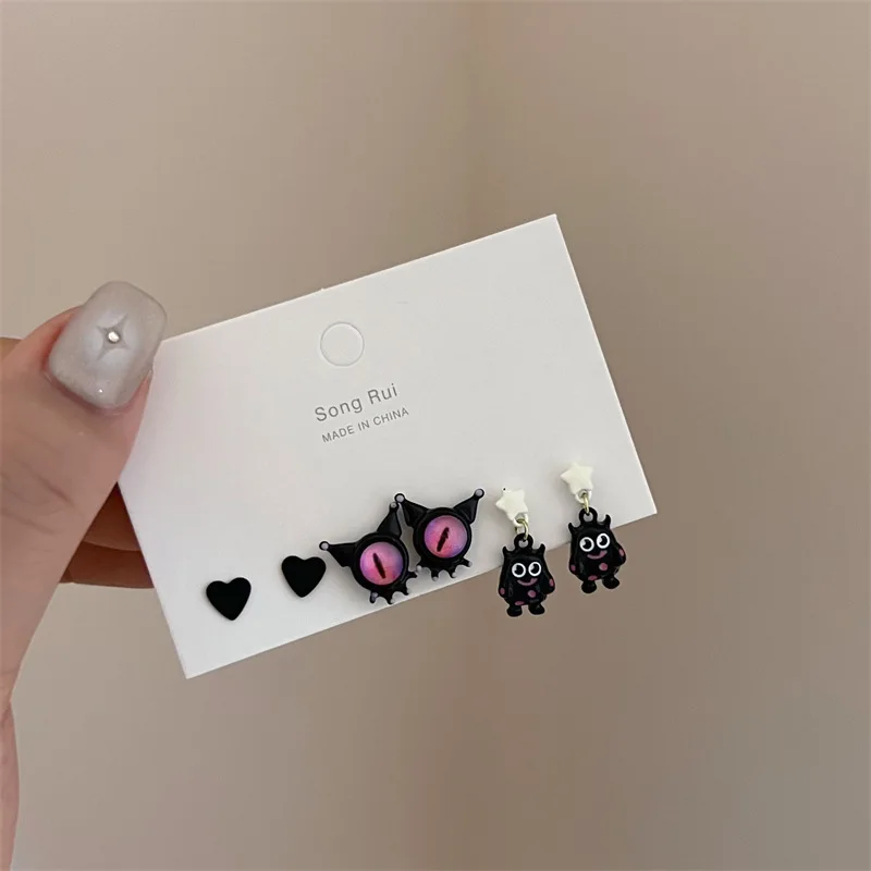 Забавные милые серьги-гвоздики KADRUFI в стиле панк для девочек K-POP Хэллоуин серьги