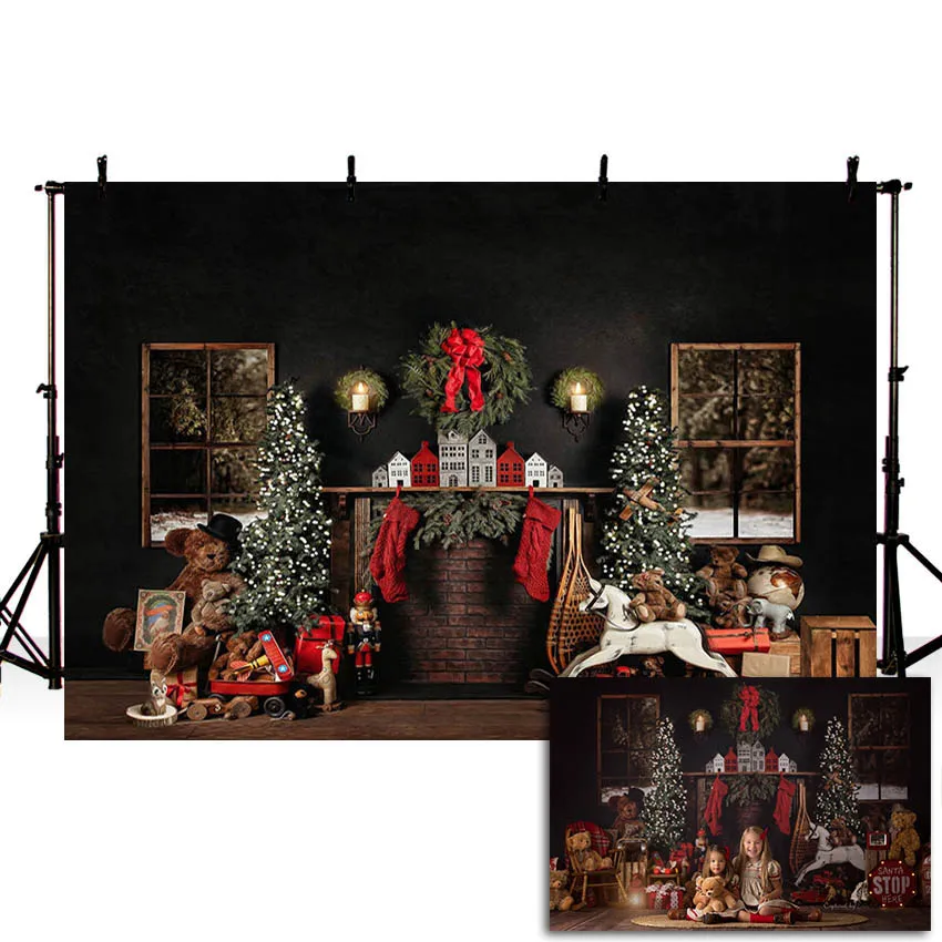

Фон Mehofond Рождественская елка винтажный деревянный пол камин игрушка окно украшение фотография фоны для фотостудии Pro