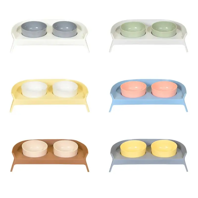 

New Pet Cat Bowl Double Bowl Drinking Raised Stand Dish Bowls For Cats Pet Bowls Automatic Feeders For Cats Dogs Pet Supplies US