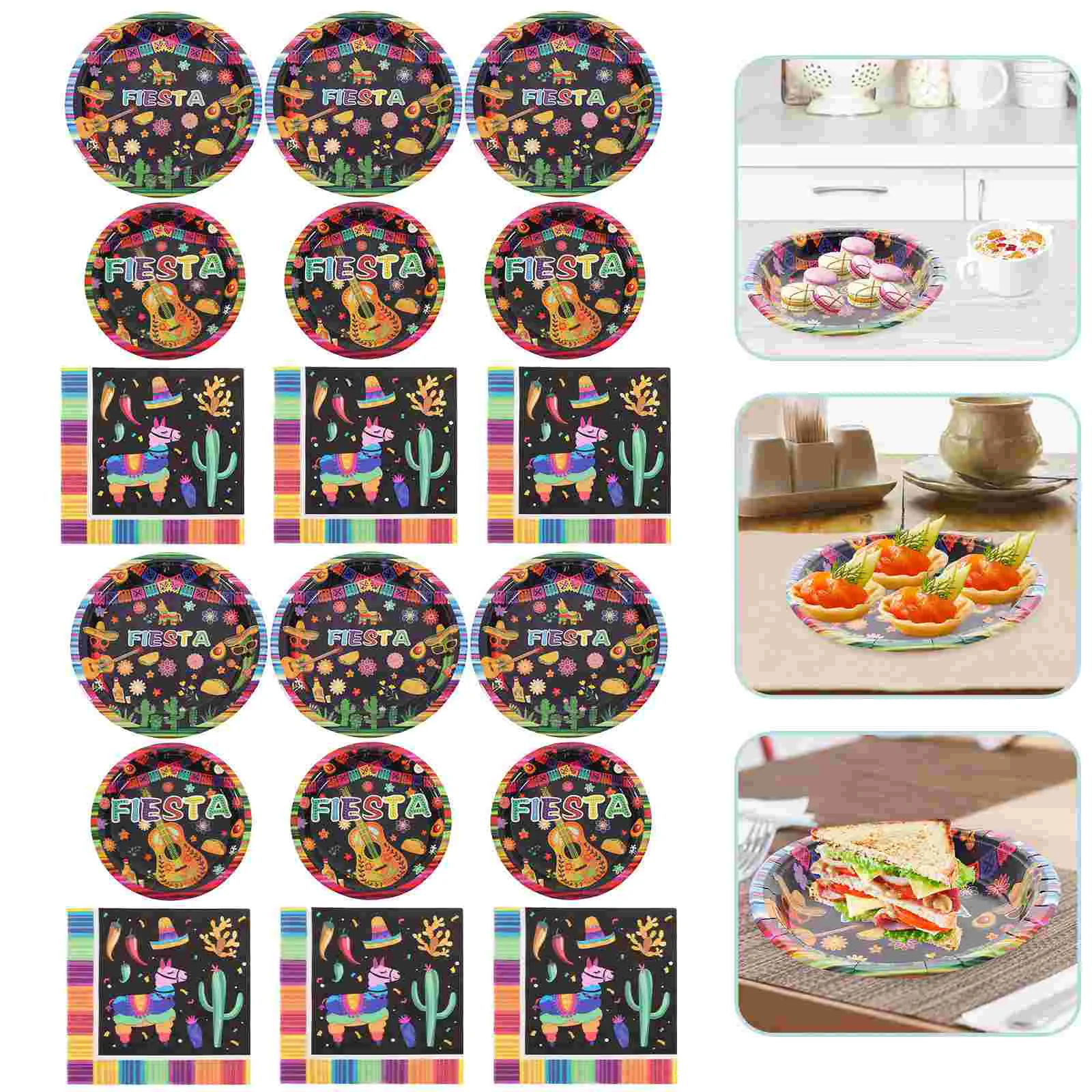 Fiesta Dinnerware Paper Tableware Decorative Plates Napkins 