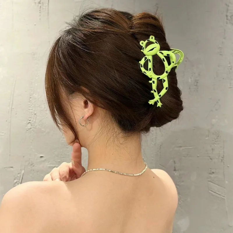 

New Cartoon Green Frog Hair Claw Fashion Cute Metal Hair Clip Ponytail Hairpin Women Girls Headdress Hair Accessories Gifts 2023