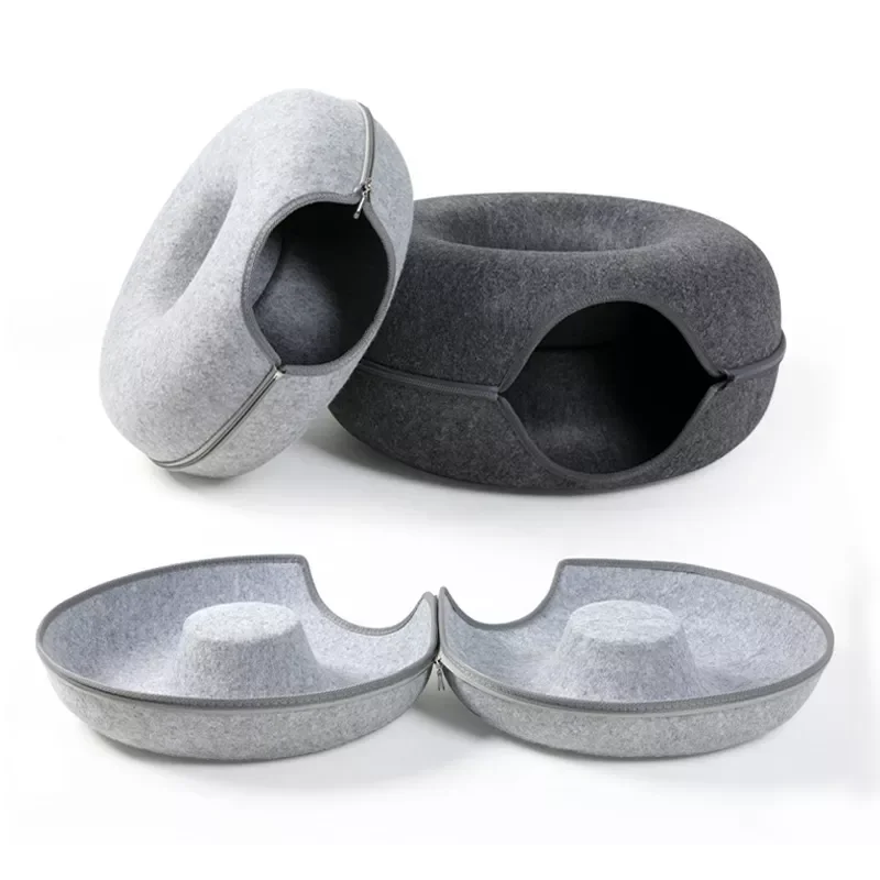 

2022New Donut Cat Bed Pet Cat Tunnel Interactive Game Toy Cat Bed Dual-use Indoor Toy Kitten Sports Equipment Cat Training Toy C
