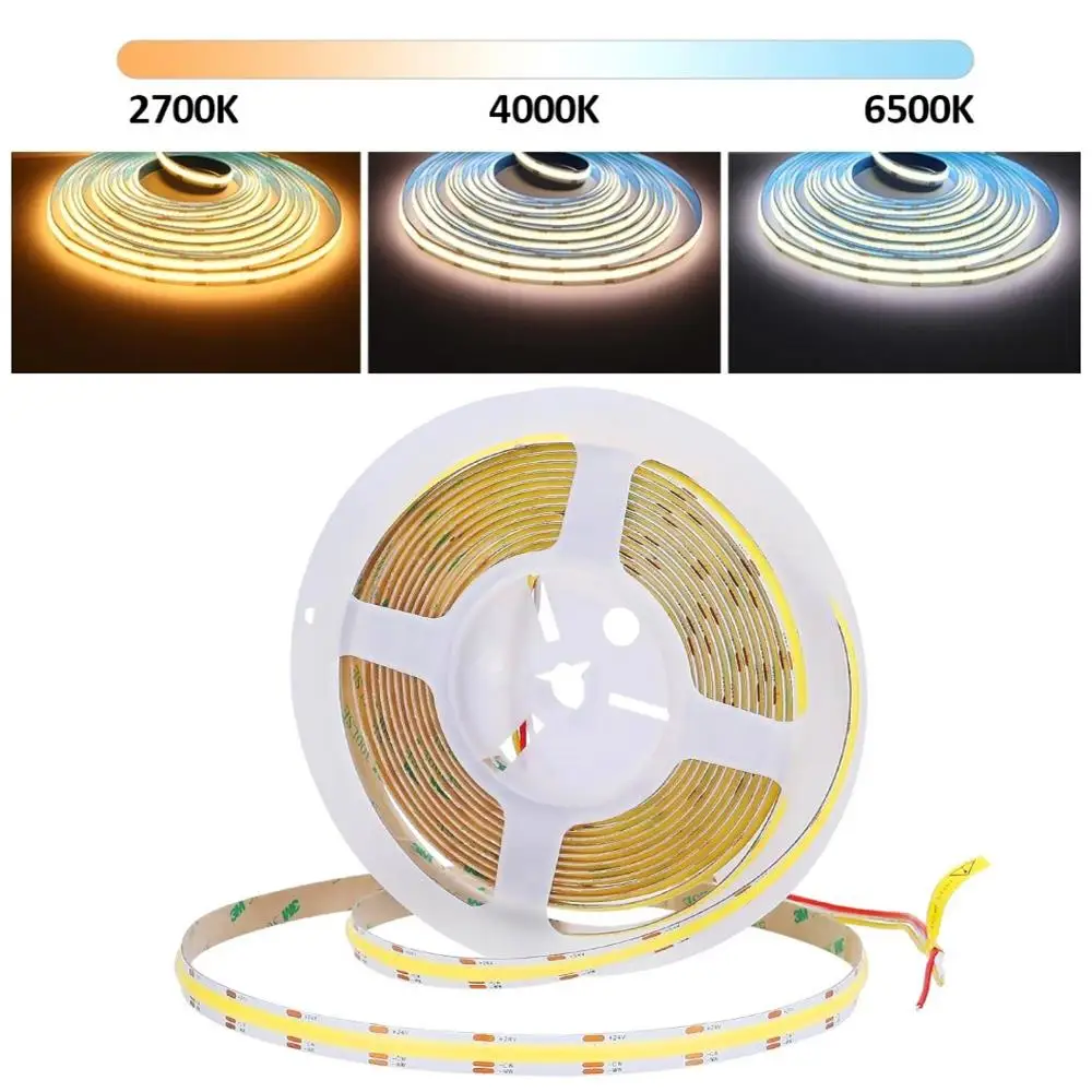 

Светодиодная лента MJJC COB 12/24В 12Вт CCT теплый/холодный белый 608LED/м