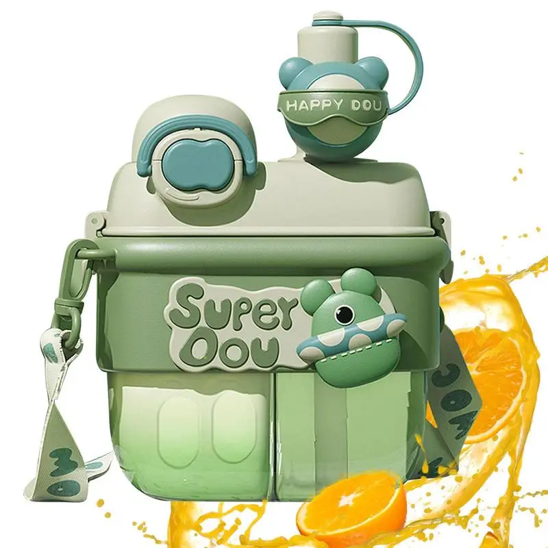 

Питьевая бутылка, большая емкость, двойная корзина, соломенная чашка, Детская портативная бутылка для воды с высокой красотой, мультяшный выход, 450 мл