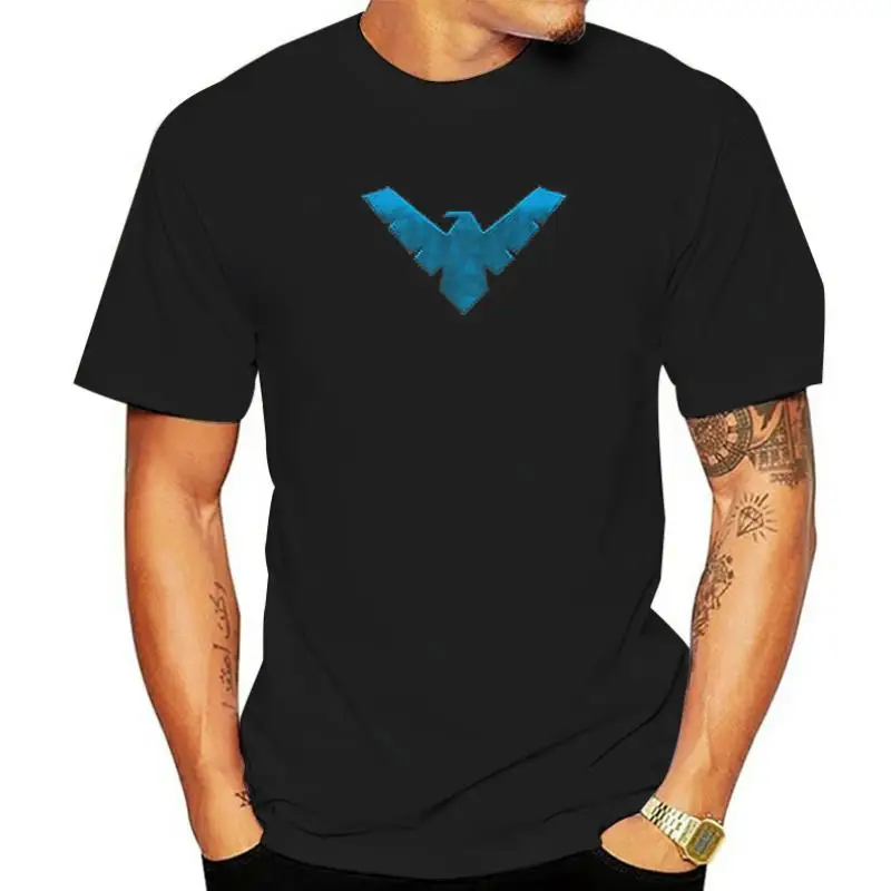 Футболка мужская хлопковая футболка Nightwing — вдохновленный логотип с эмблемой Robin