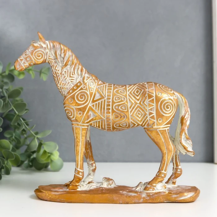 Сувенир полистоун &quotЛошадь&quot геометрические узоры золото 19х20 5х5 2 см 7822867 |