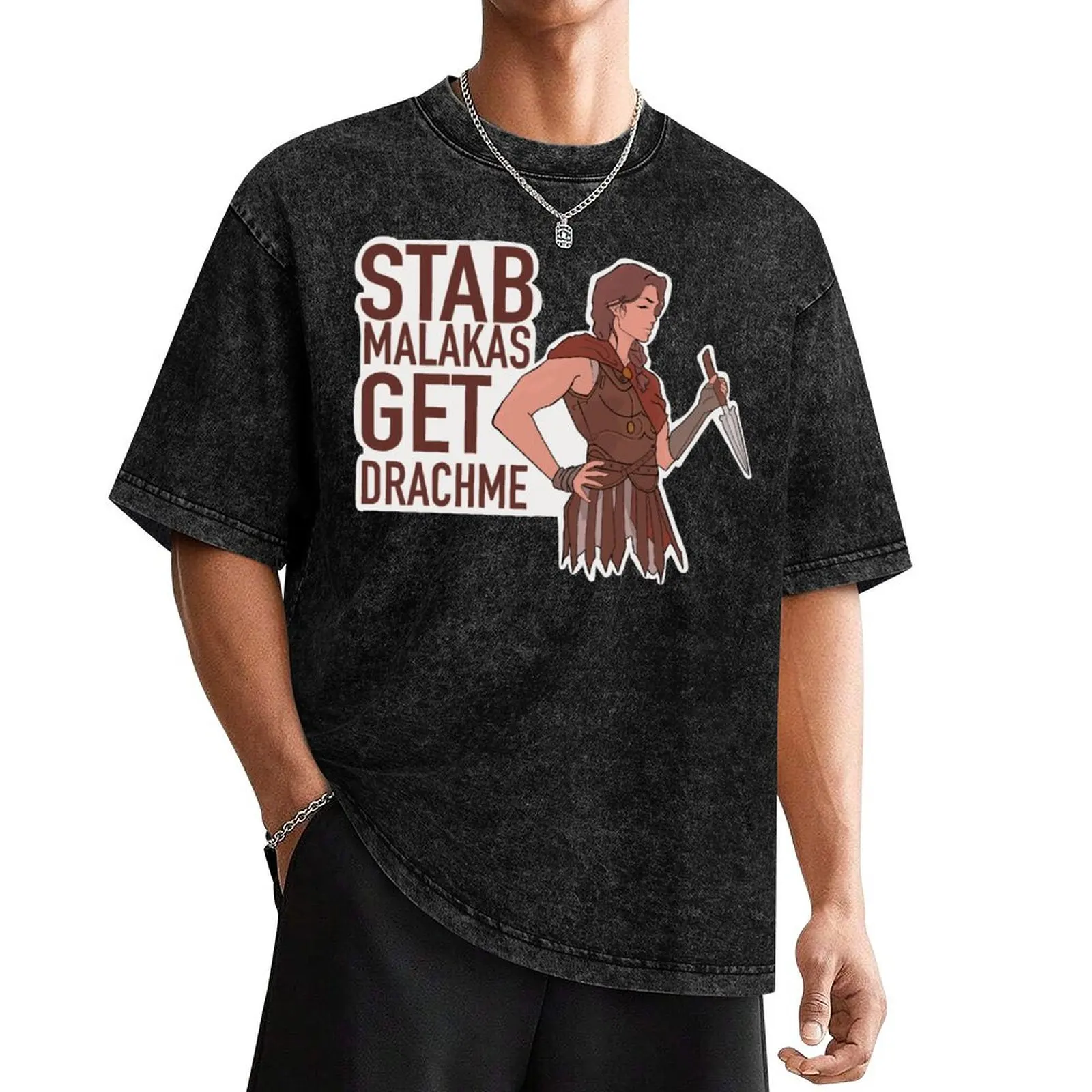 Футболка Stab Malakas Get Drachme милые топы в стиле аниме мужские белые футболки