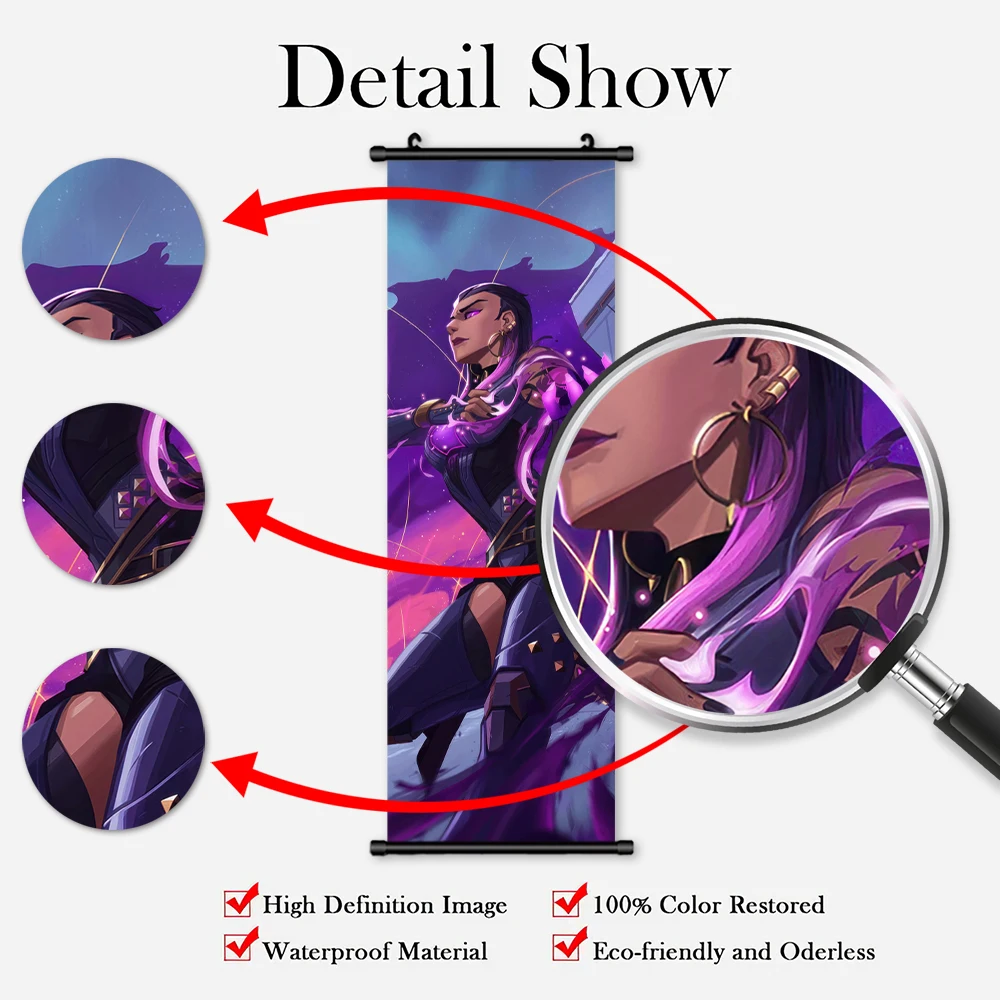 1 шт. аниме игровой постер картина VALORANT подвесные свитки домашний декор