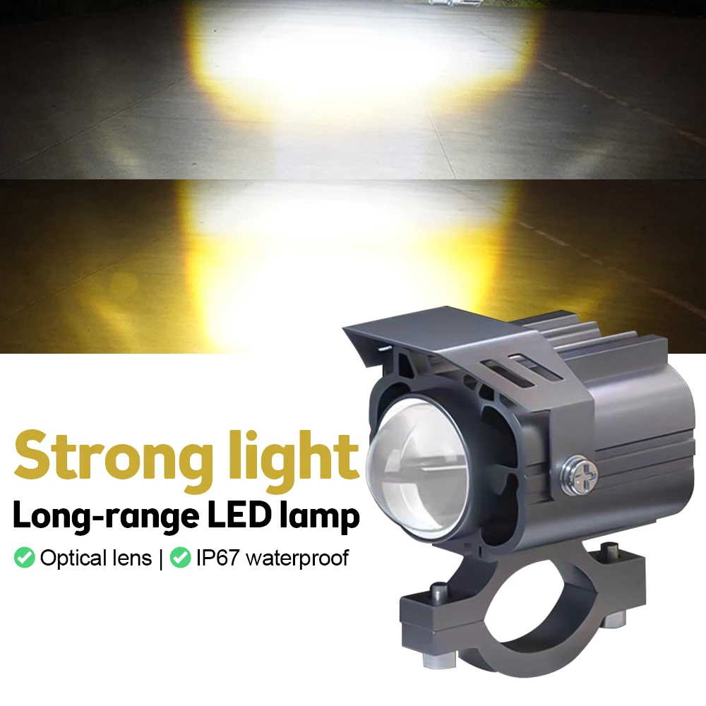 

White Amber Led Motorcycle Headlight Fog Lamp Light Additional Electric Motorcycle Headlight Auxiliary Spotlights For Motorbike