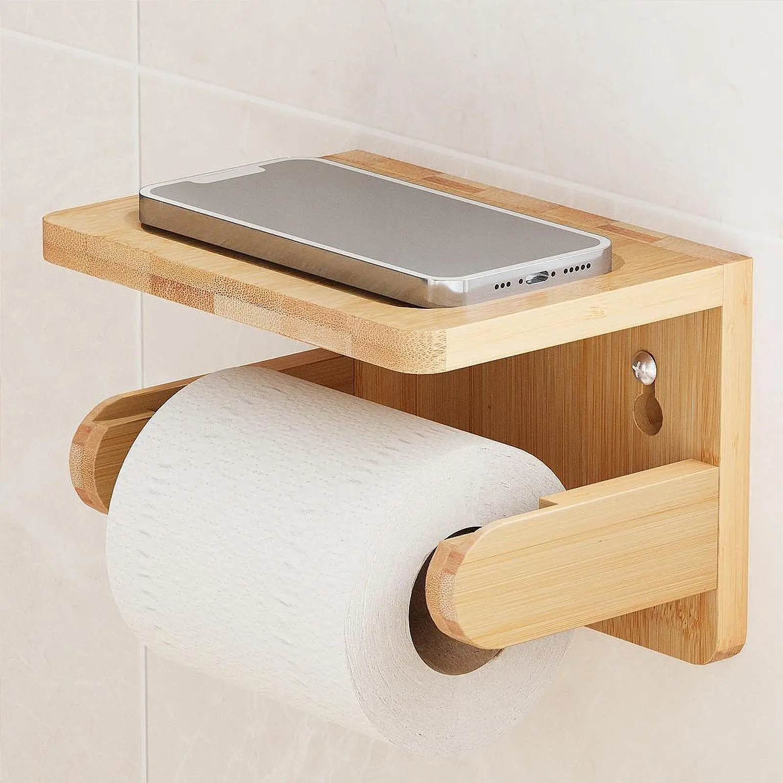 Держатель для туалетной бумаги с полкой-органайзером настенное крепление