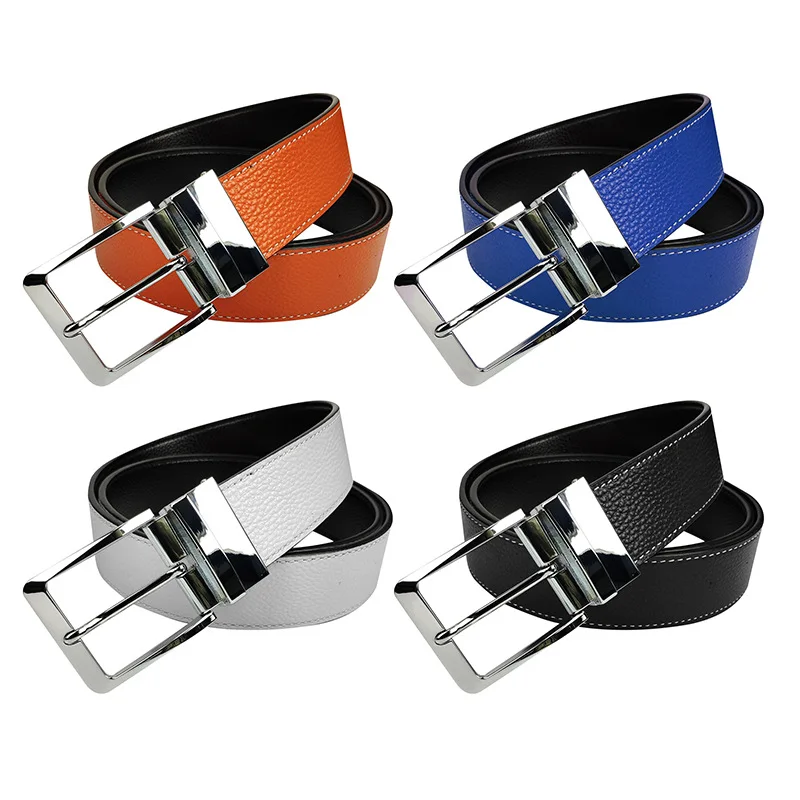 

New Luxury Designer Smooth Buckle Men Belts High Quality Male Genuine Real Leather Men's Belt for Men Jeans Waist Belts 3.3cm
