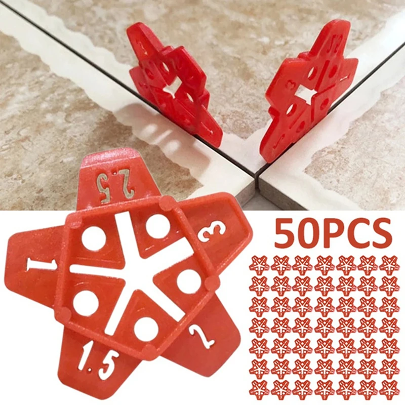 

50Pcs New Red Flat Surface Wall Tiles Ceramic Gap Leveling System Locator Cross Tile Paving Tool Construction Tools Tiles Tools