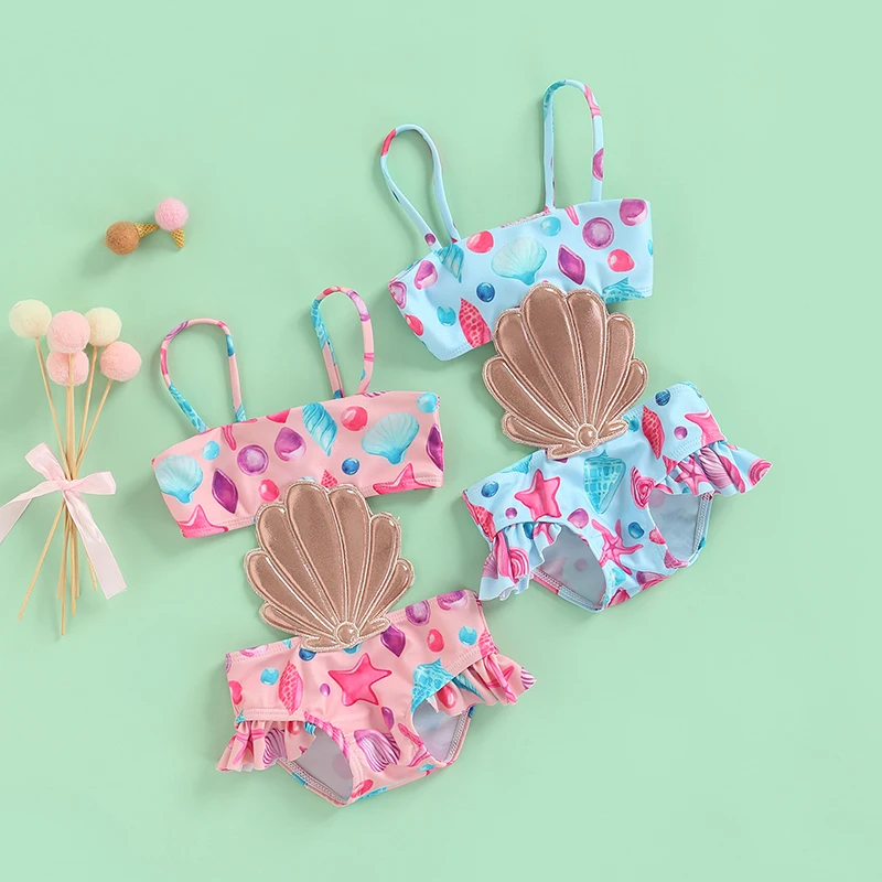 

Летние Купальники для маленьких девочек, одежда для маленьких девочек от 3 месяцев до 4 лет с принтом на тонких бретельках