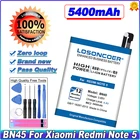 Аккумулятор LOSONCOER BN45 на 5400 мАч для Xiaomi Redmi Note 5  Note 5 Pro Note 6 Pro Mi note 2, аккумулятор для телефона