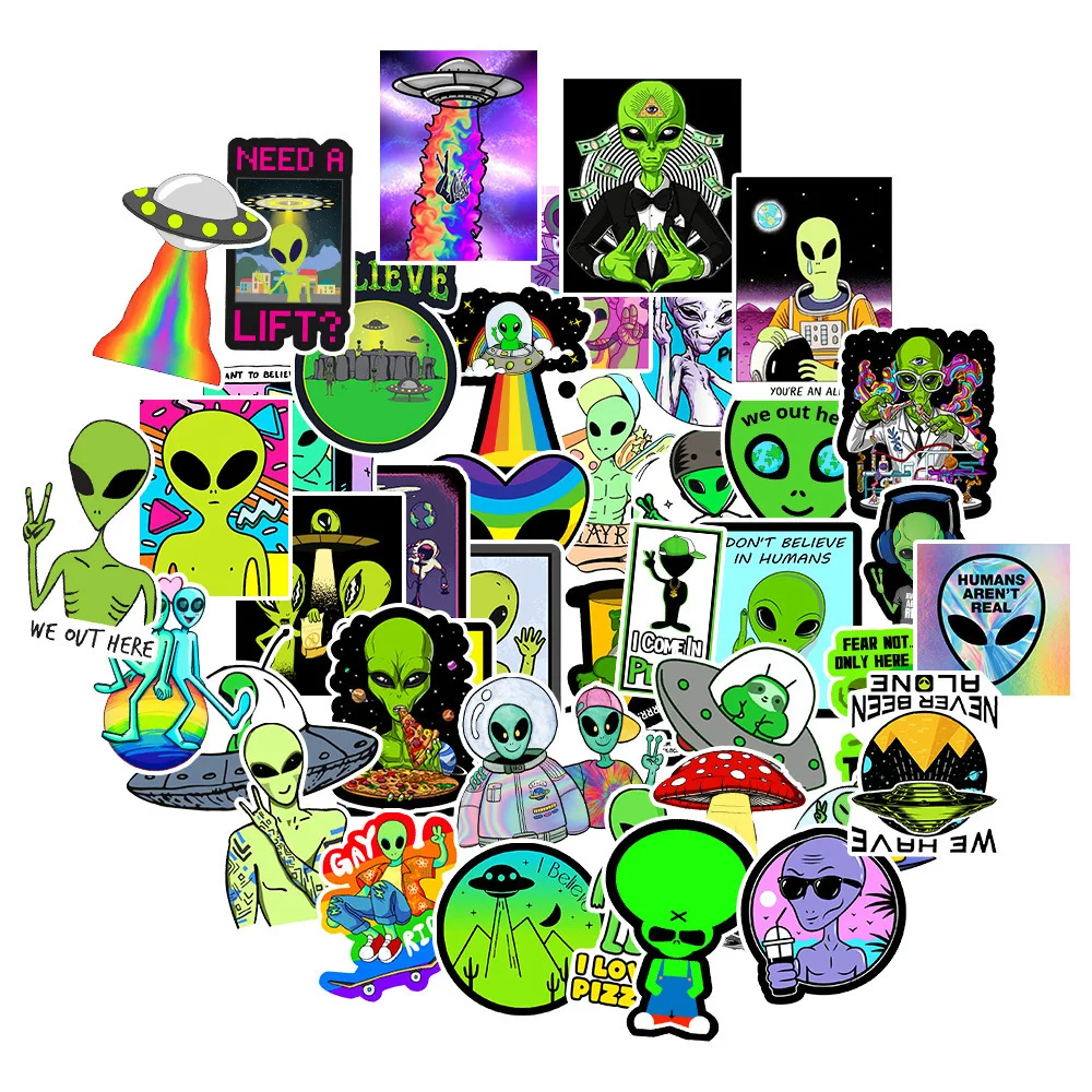 

10/30/50PCS New Small Fresh Cute Alien DIY Delicate Graffiti Stickers Suitable for Luggage Laptop Water Cup Stickers Wholesale