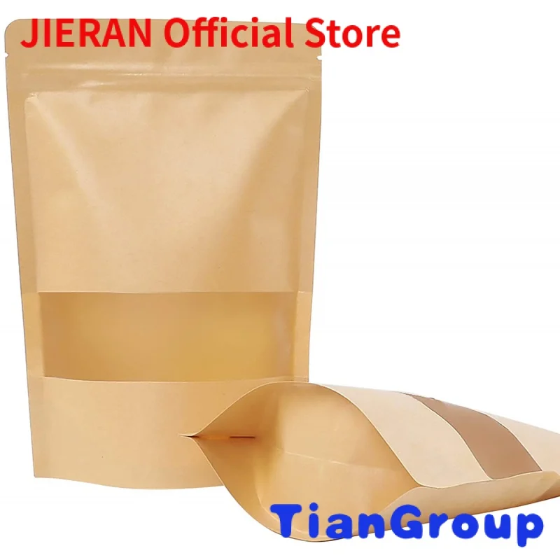 

Resealable Packaging Paper Pouches White Reusable Sealable Zip Lock Food Storage Stand up kraft zipper bag for Home Business