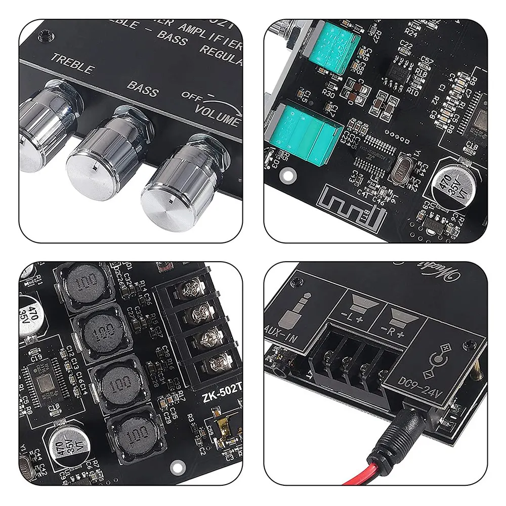 Плата аудиоусилителя ZK-502T Bluetooth 5 0 50 Вт + 2 канала AUX BT модуль стереоусилителя DC12-24V