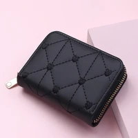 fashion pu leather organ business card holder womens embroidered love short wallets female small coin purse money clip clutch