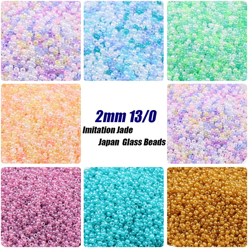 

500pcs 2mm Japanese Imitation Jade Glass Beads 13/0 Transparent Loose Spacer Seed Beads for Needlework Jewelry Making DIY Sewing
