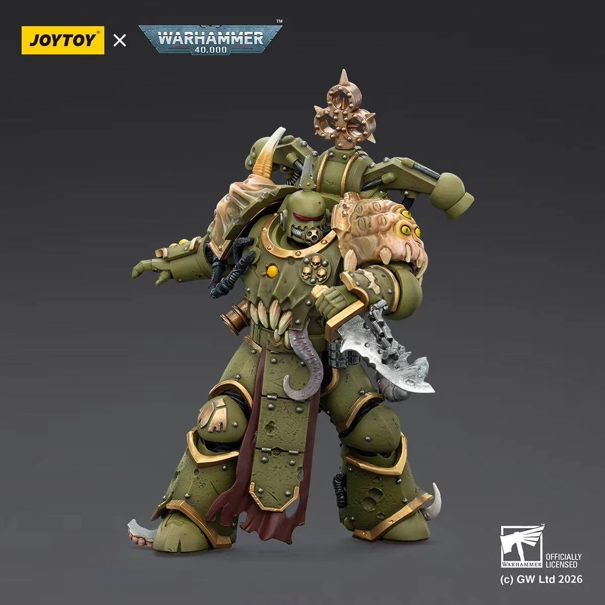 Фото Аксессуары JOYTOY: Фигурка Warhammer 1/18 Death Guard Plague Marine с бутическим топором и ножом-мечом, модель игрушки, подарок для мальчиков №2